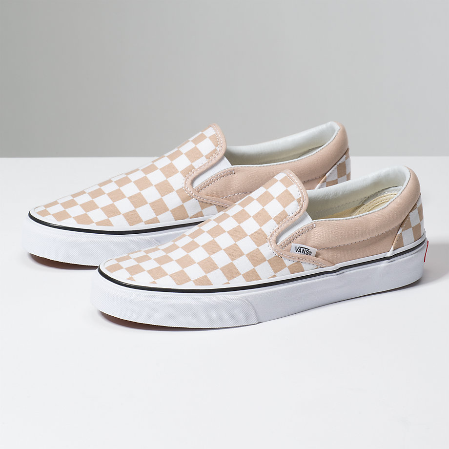 Vans Bayan Kaykay Ayakkabısı Checkerboard Slip-On Beyaz | 53912-292